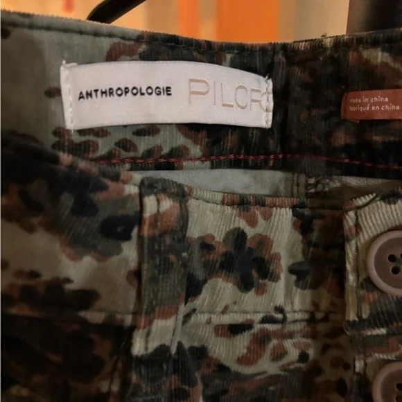 Pilcro Anthropologie High Rise Skinny Camo Floral Corduroy Pants Size 30 - Picture 2 of 8